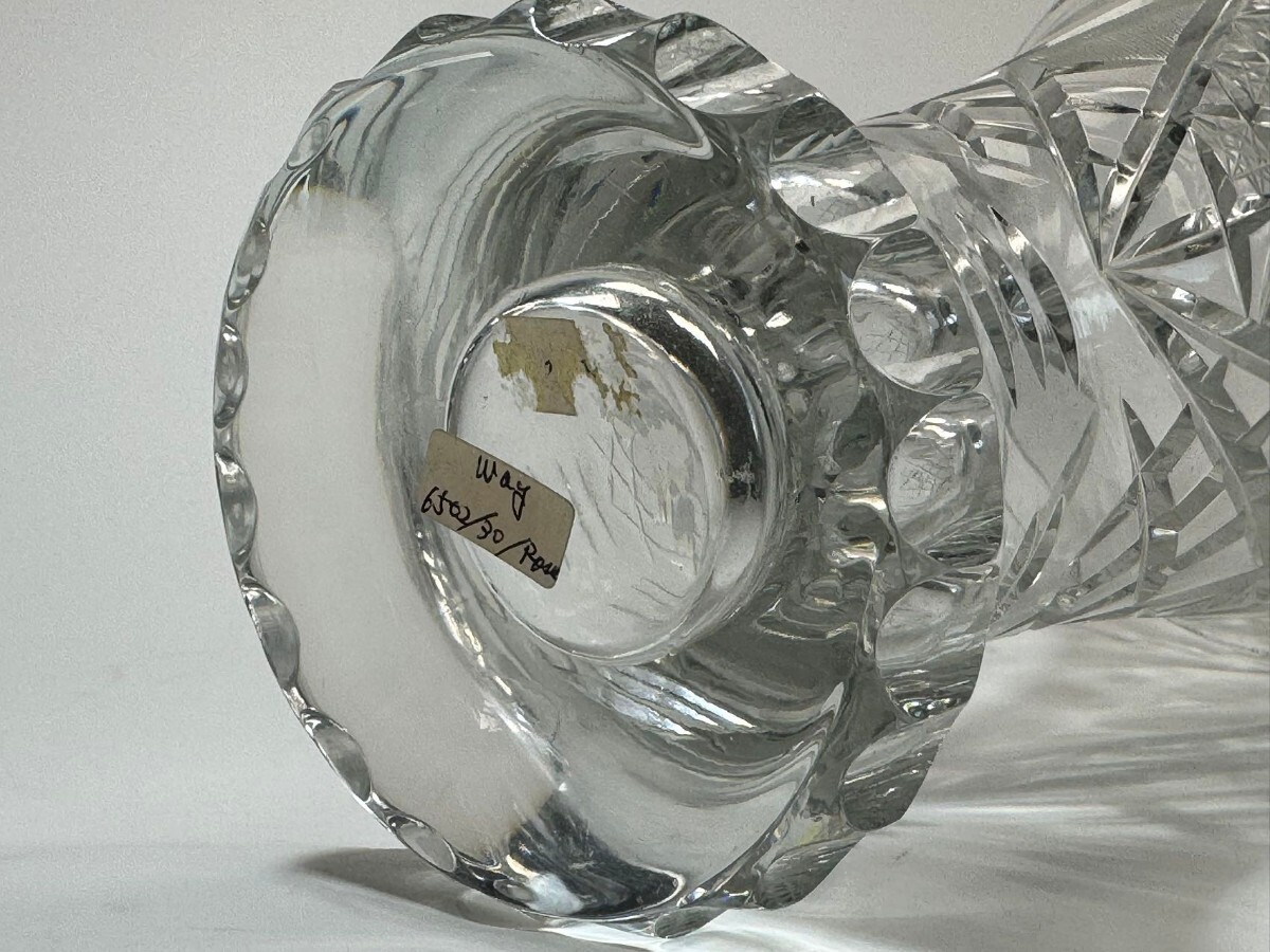 AS704 西洋美術 Meissen マイセンクリスタル花瓶 箱付 花生 花器 H30cmの画像9