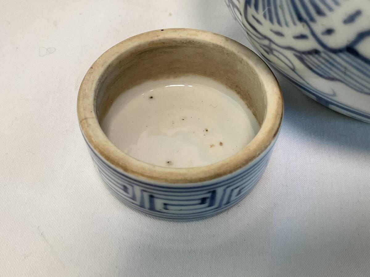 唐物 茶壷 茶入 古染付 陶磁器 時代物 茶道具 サイズ口径3㎝/高さ12㎝/幅12㎝の画像5