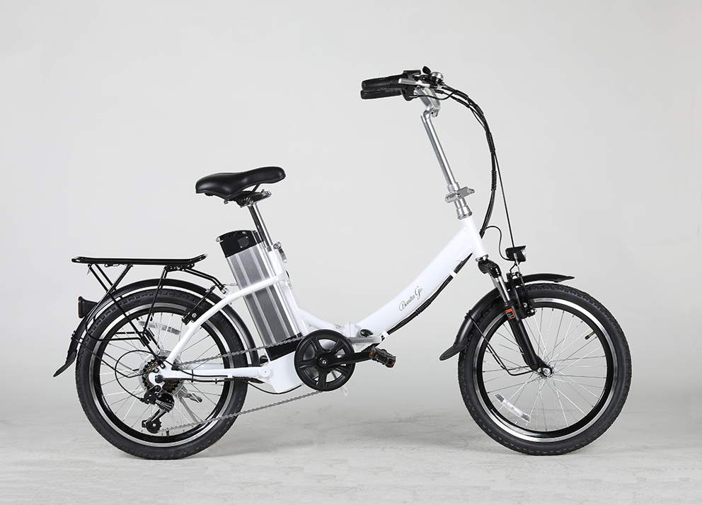 軽量アルミ製モペット電動自転車「軽風20 PLUS 」20インチ SHIMANO製6段変速付 折りたたみタイプ  白の画像1