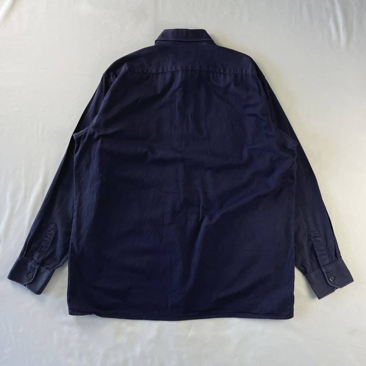  Vintage 80-90s? NASSAU SHIRTS コットン100% エポレット フラップポケット 長袖シャツ ワークシャツ _画像2