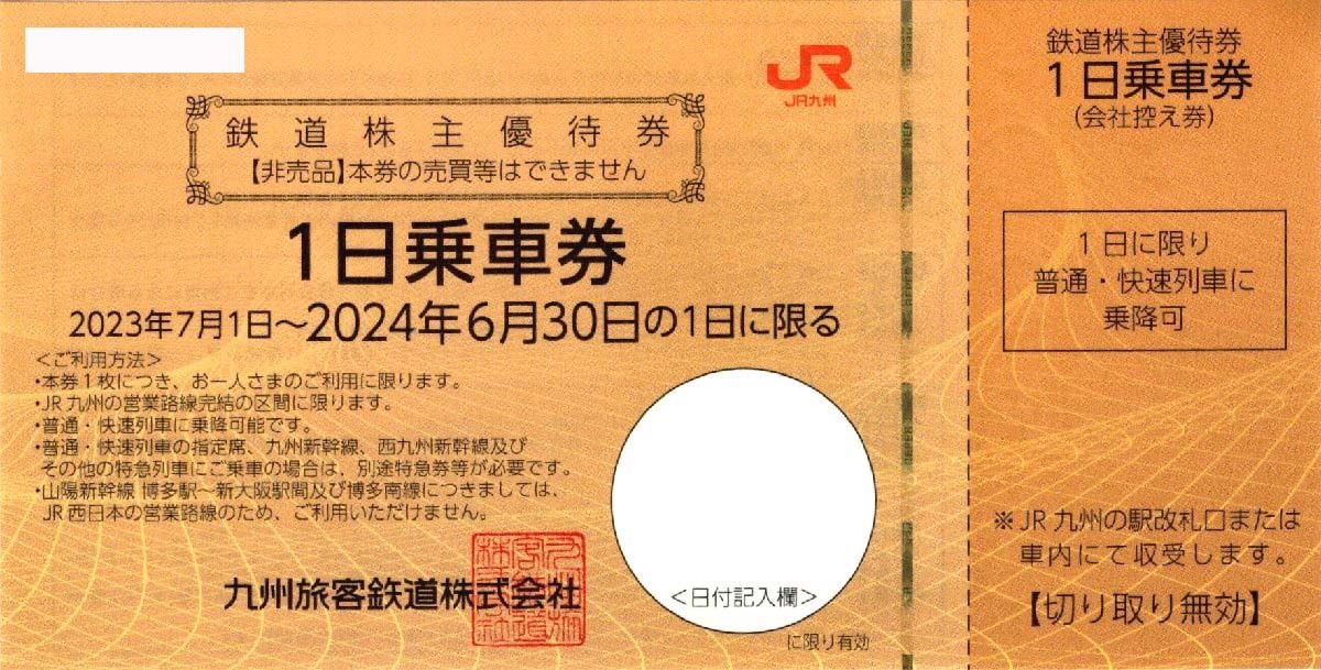 JR九州 株主優待 1日乗車券の画像1
