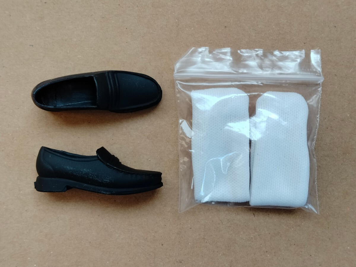 1/6 woman student going to school shoes ② Loafer black ( delustering ) socks attaching woman element body for # doll, figure,si-m less etc. custom .#