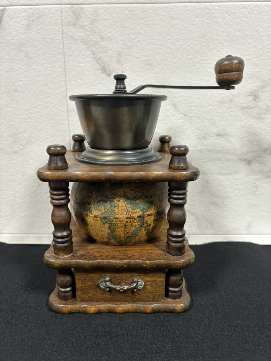 【中古品】 kalita カリタ コーヒーミル 手動 木製 地球儀型 ANTIQUE GLOBE アンティークグローブ ヴィンテージ レトロ 手動式 手挽き _画像1