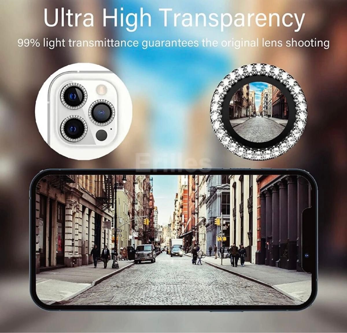 iPhone14pro/14promax カメラ保護フィルム スマホカメラレンズ ガラスレンズ保護カバー 全面保護 ゴールド 三眼