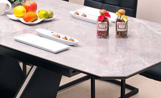 1月中旬入荷分より モダン セラミックダイニングテーブル 伸縮式テーブル グレー テーブル 単品 大理石調 食卓テーブル エクステンショ_画像4