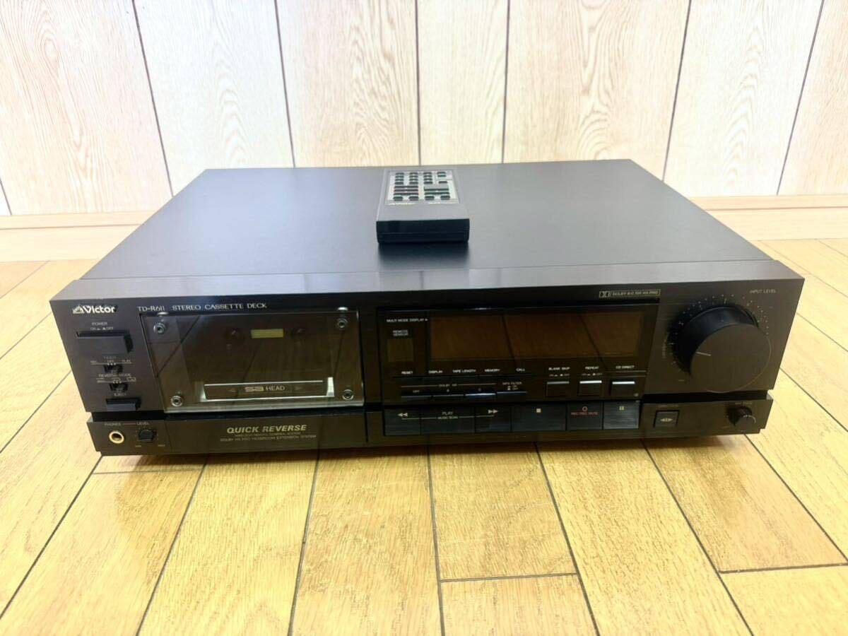 Victor ビクター TD-R611 カセットデッキ リモコン付き 通電確認済み 動作確認済み ステレオカセットデッキ オーディオ