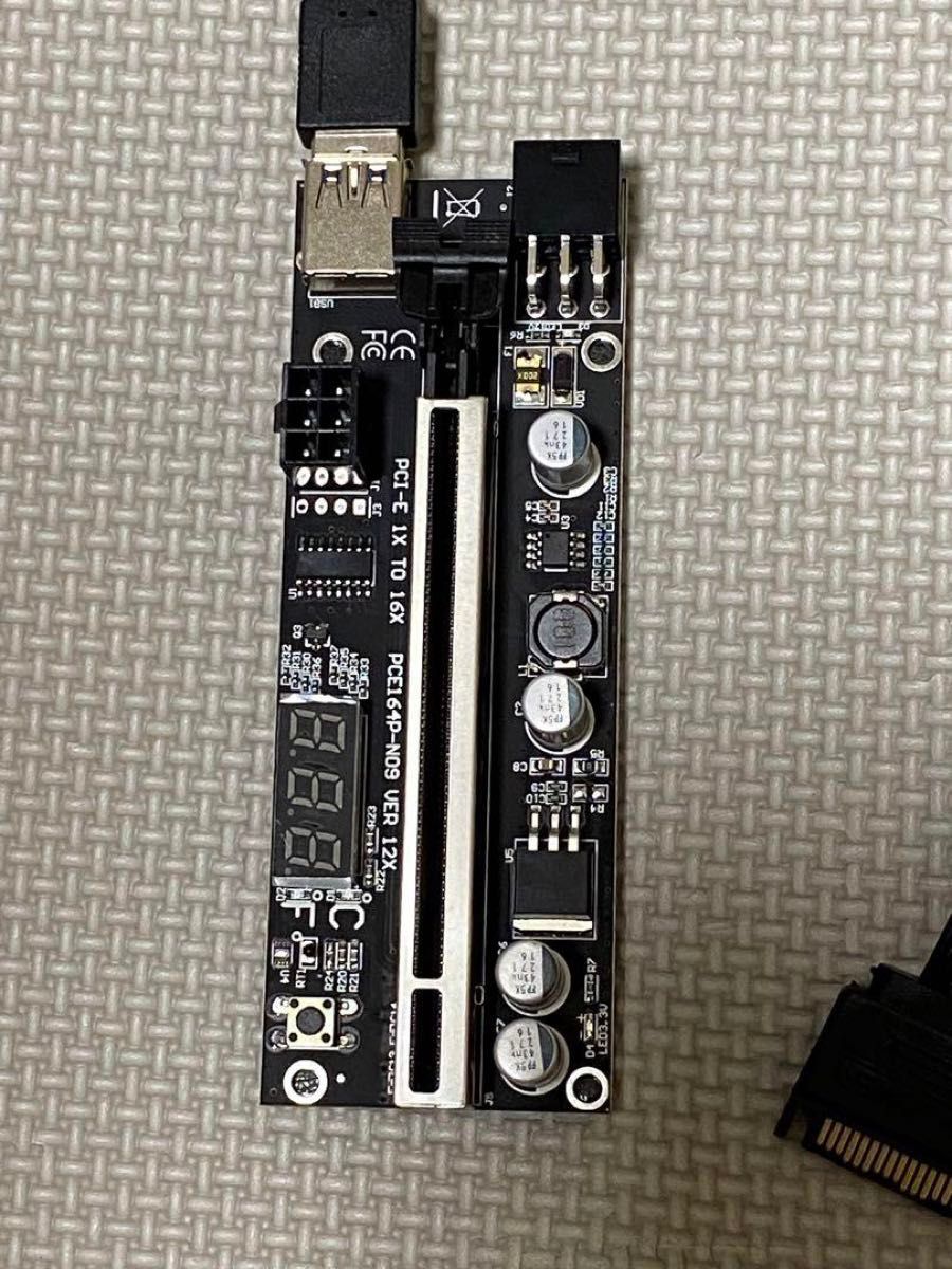  PCIEライザー 1X~16Xグラフィック拡張 温度センサー付き ビットコインGPUマイニング用パワードライザーアダプターカード