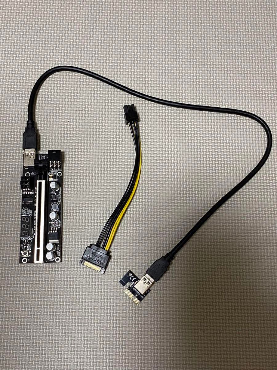  PCIEライザー 1X~16Xグラフィック拡張 温度センサー付き ビットコインGPUマイニング用パワードライザーアダプターカード