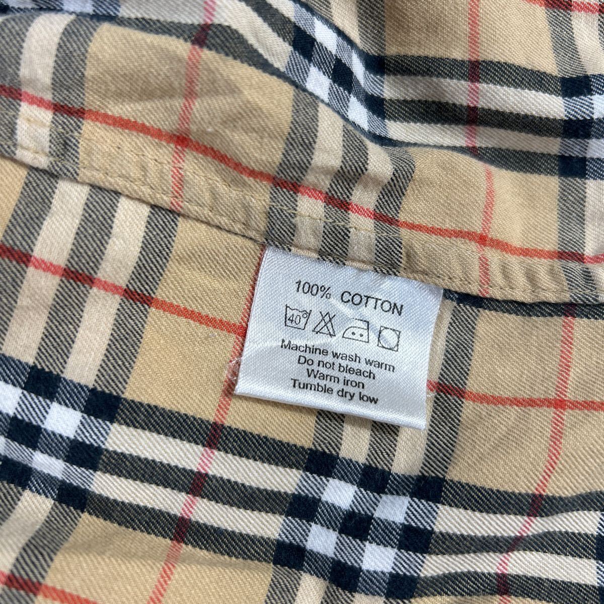 バーバリーロンドン【ノバチェック　Lサイズ】BURBERRY LONDON シャツ　BD 襟付きシャツ　チェック　ベージュ　長袖シャツ トップス_画像8