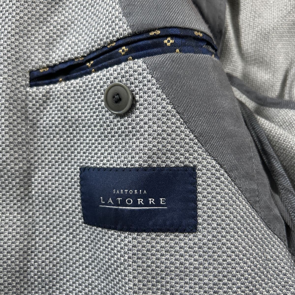 美品　サルトリアラトーレ【最高級品　48 Lサイズ】SARTORIA LATORRE アンコンジャケット　テーラードジャケット　ホップサック イタリア産_画像3