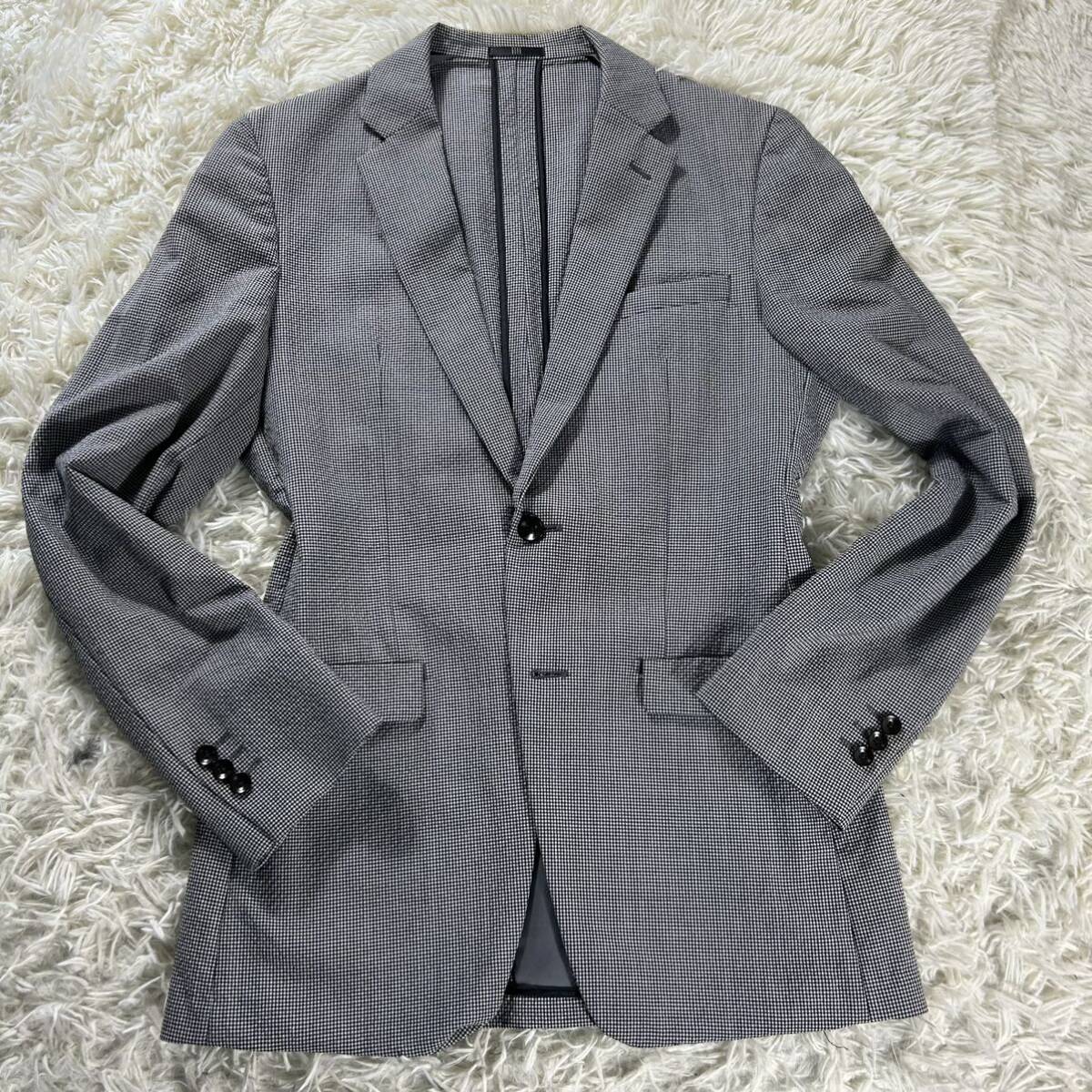 美品　スーツセレクト【Lサイズ　ギンガムチェック】suits select スーツ　セットアップ　Y6 シアサッカー　背抜き　涼しい　春夏_画像2