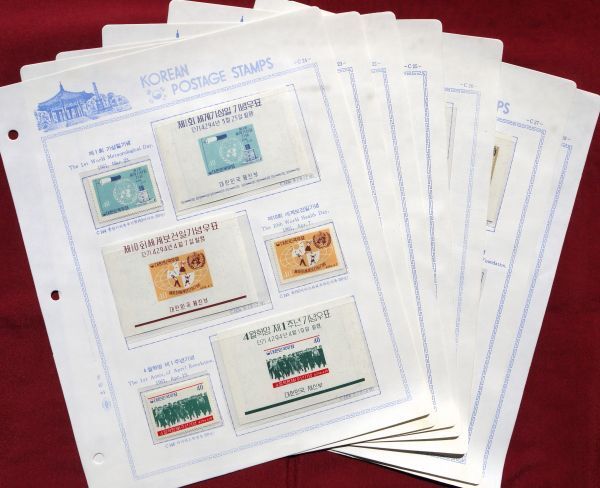 [ Korea commemorative stamp!!](28) 60 year ~62 year single one-side, small size seat 41 kind hinge less map entering album 7 leaf . storage unused type cost 24 ten thousand Won