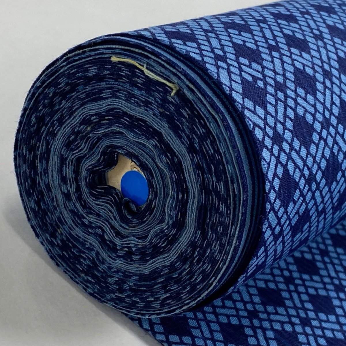 反物 優品 浴衣 幾何学 藍色 綿 【中古】の画像4