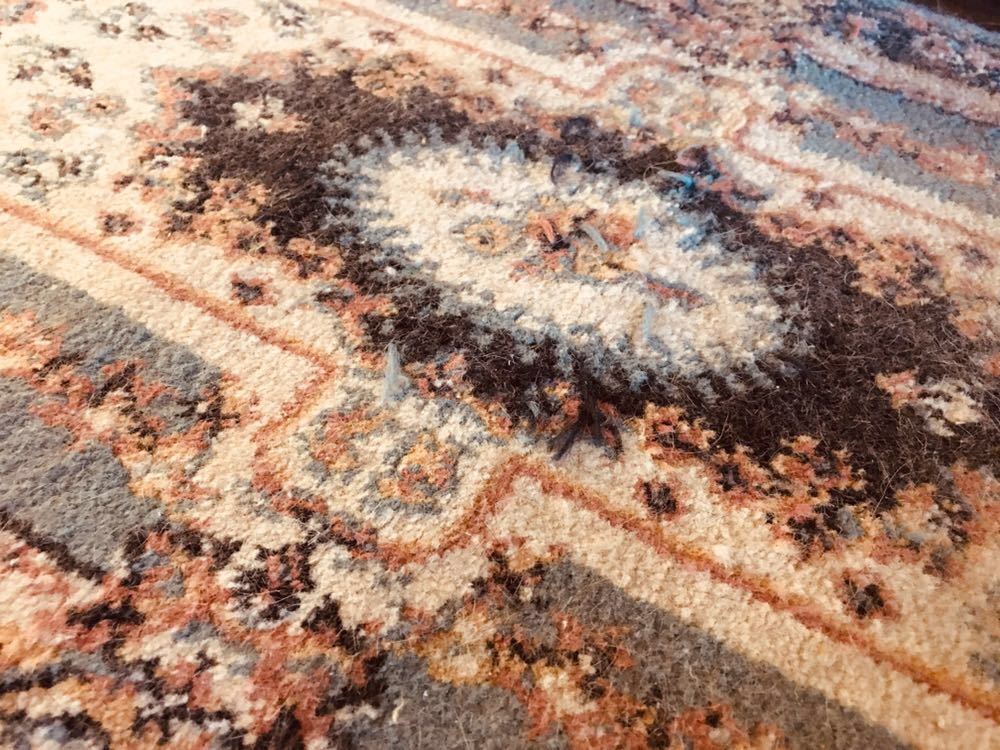 湯布院アンティーク ターコイズブルーペルシャ絨毯柄 シルク調玄関マット カーペット ウィルトン織り/81ｃｍｘ49ｃｍ/厚み1.5cm_画像1