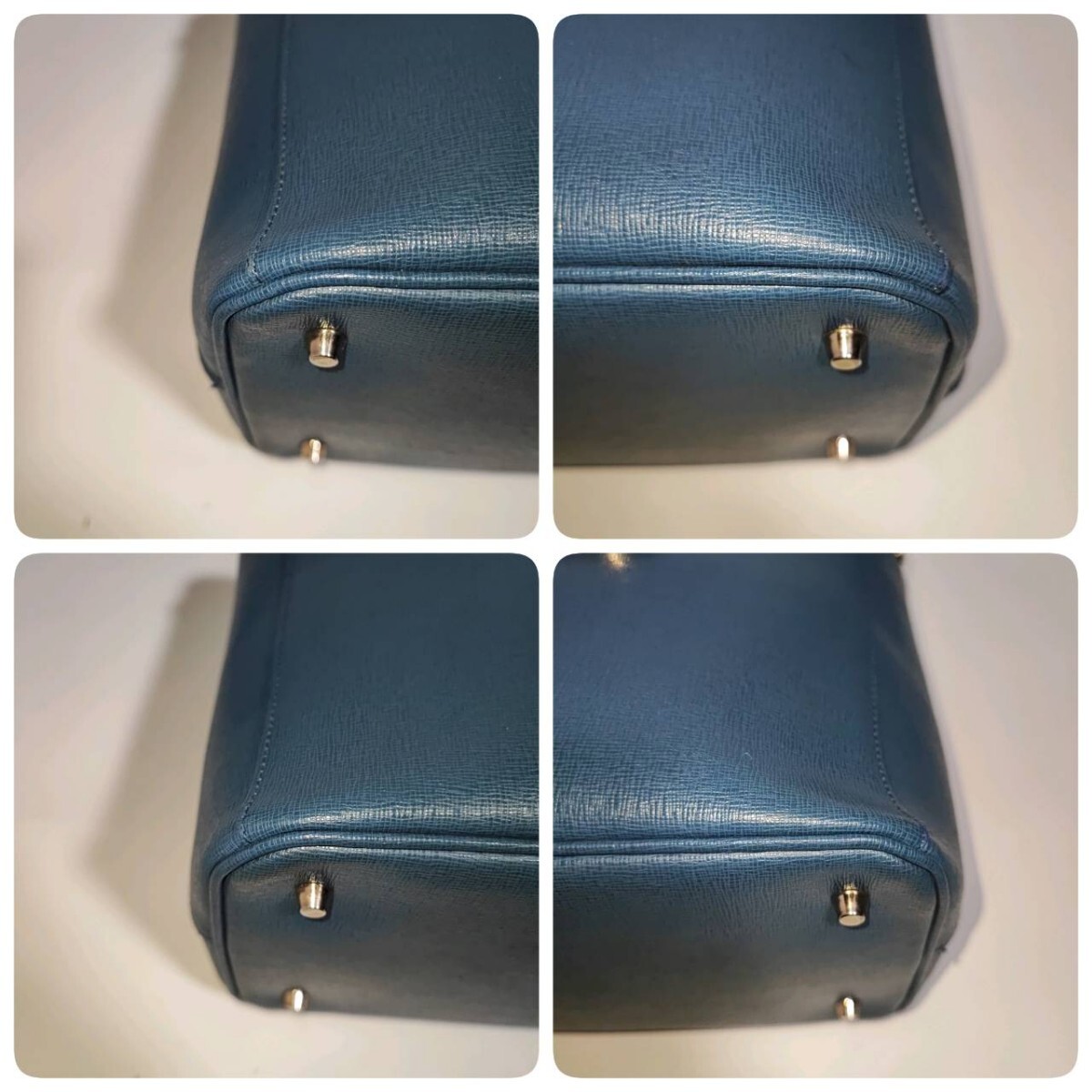 美品 希少色 フルラ トートバッグ 本革 サフィアーノ レザー FURLA ブルー 青 ビジネス ブリーフケース メンズ 大容量 仕事 A4可 書類鞄 の画像8