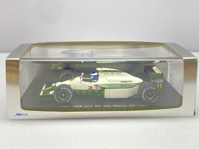 スパーク 1/43 Lotus 102B 5th San Marino GP 1991 TAMIYA 11 ホワイト×グリーン S1676 ※まとめて取引・同梱不可 [28-746]の画像1