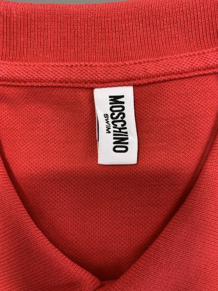 １円〜 MOSCHINO SWIM モスキーノスイム ポロシャツ L 赤 コットン C2014の画像3