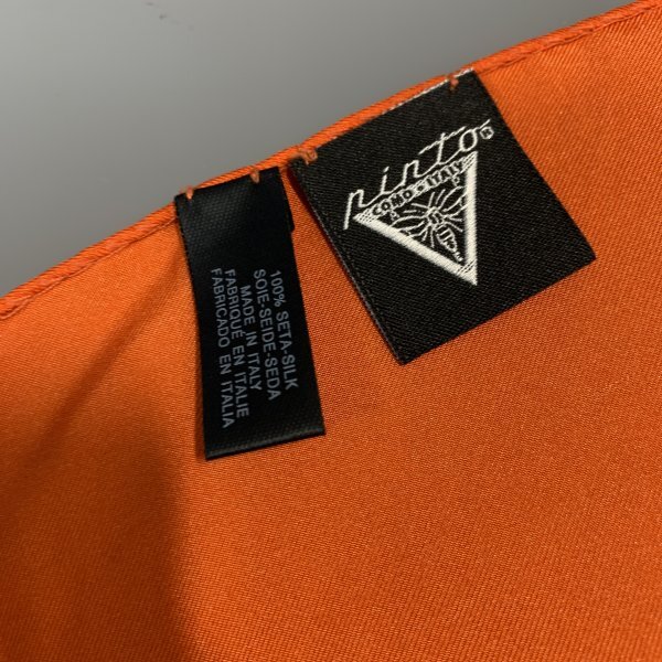 １円〜 Pinto COMO スカーフ オレンジ シルク C1938の画像3