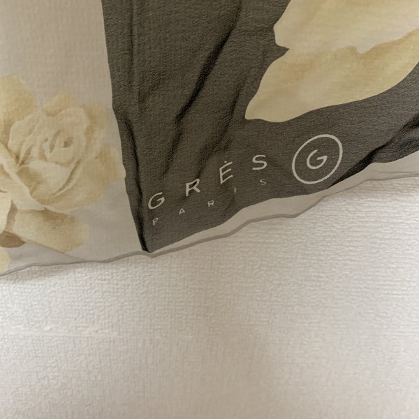 １円〜 GRES グレ スカーフ 黒 黄色 花柄 シルク C2002の画像2