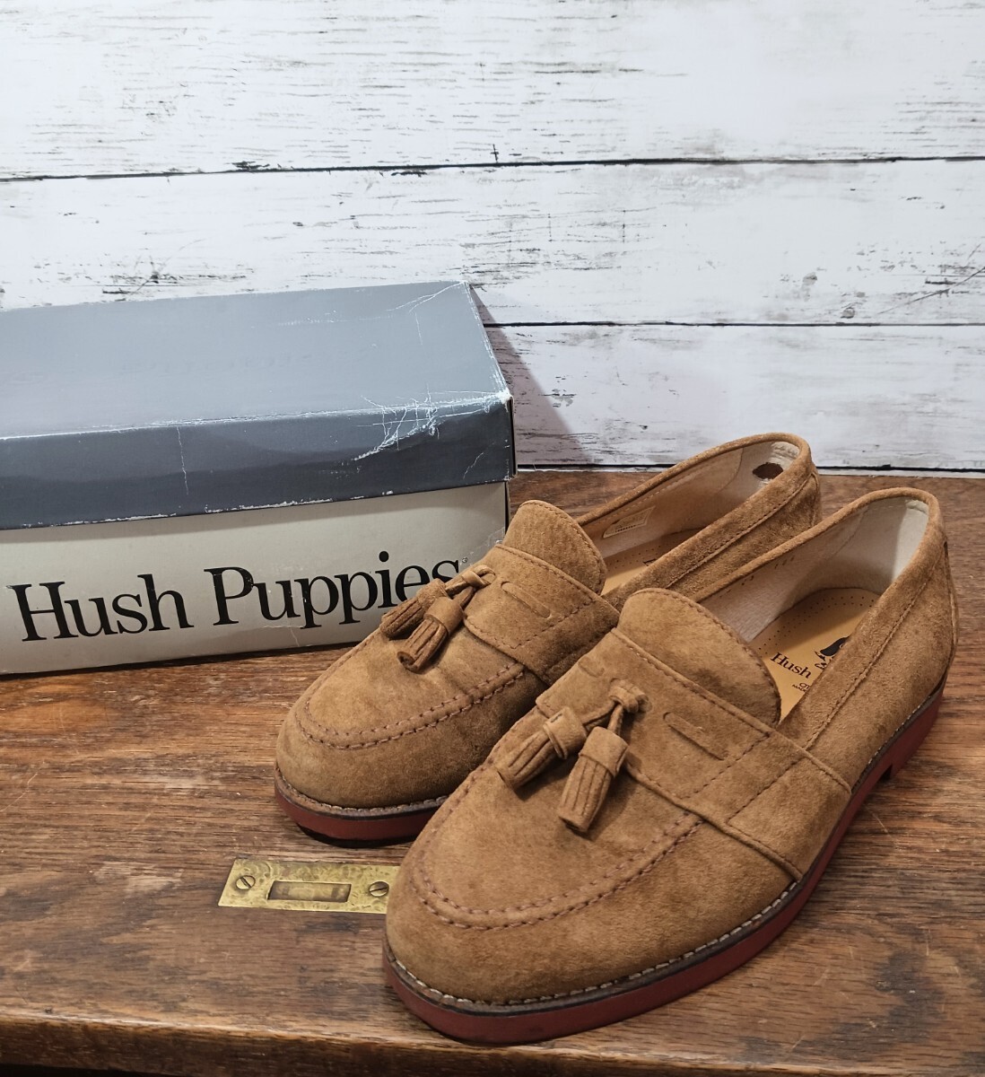 Hush Puppies ハッシュパピー ローファー スエードレザー ビジネスシューズ 革靴 タッセル 大塚製靴 日本製 25cm_画像1