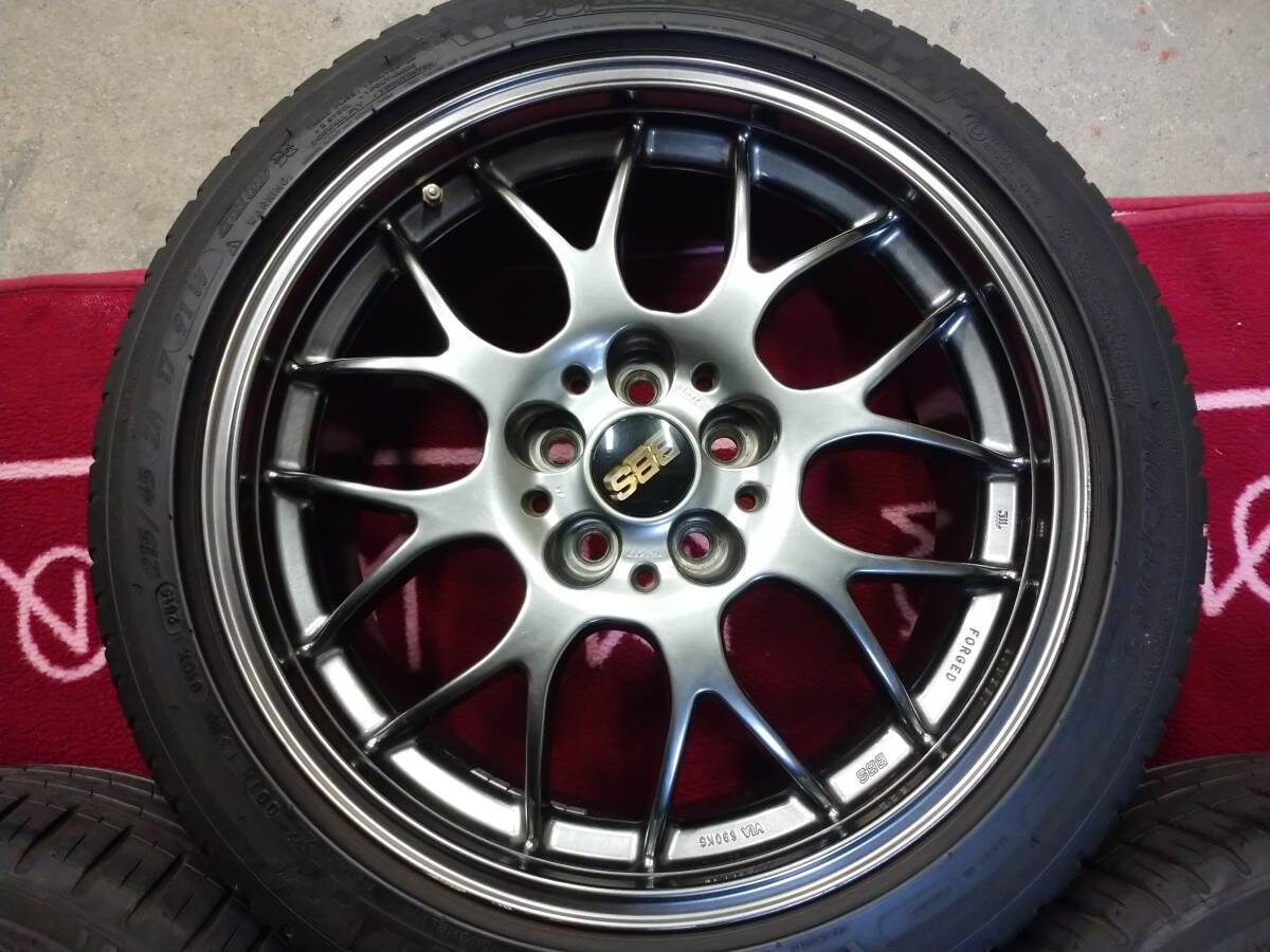 ②★BBS鍛造ホイール★RG-R DBK 17インチ 4本 17×7.5J 5穴 PCD100 +48 タイヤ付 スバルレガシィフォレスターインプレッサエクシーガ他★