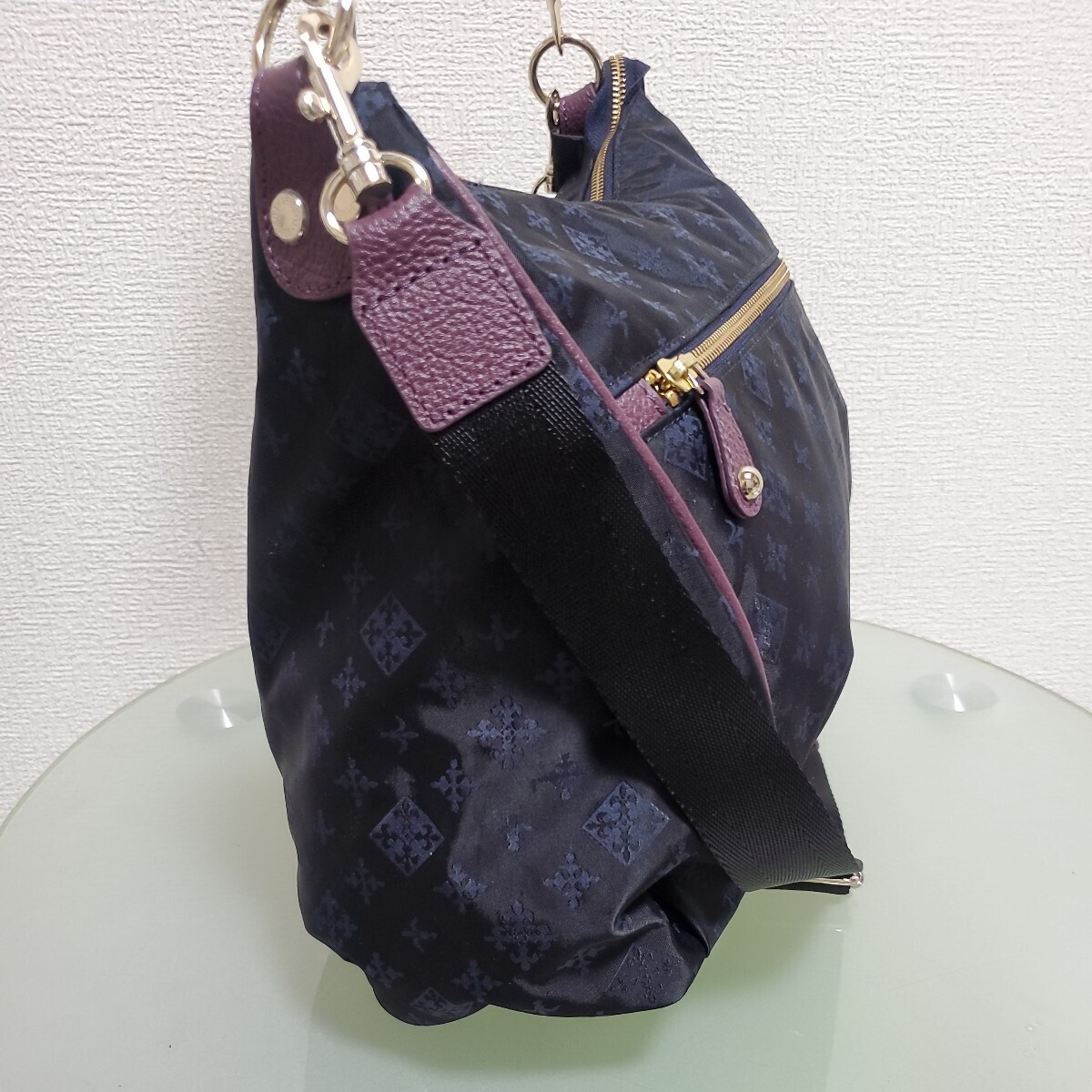 russet Russet 2way сумка большая сумка сумка на плечо общий рисунок темно-синий монограмма нейлон наклонный .. стиль прекрасный товар 