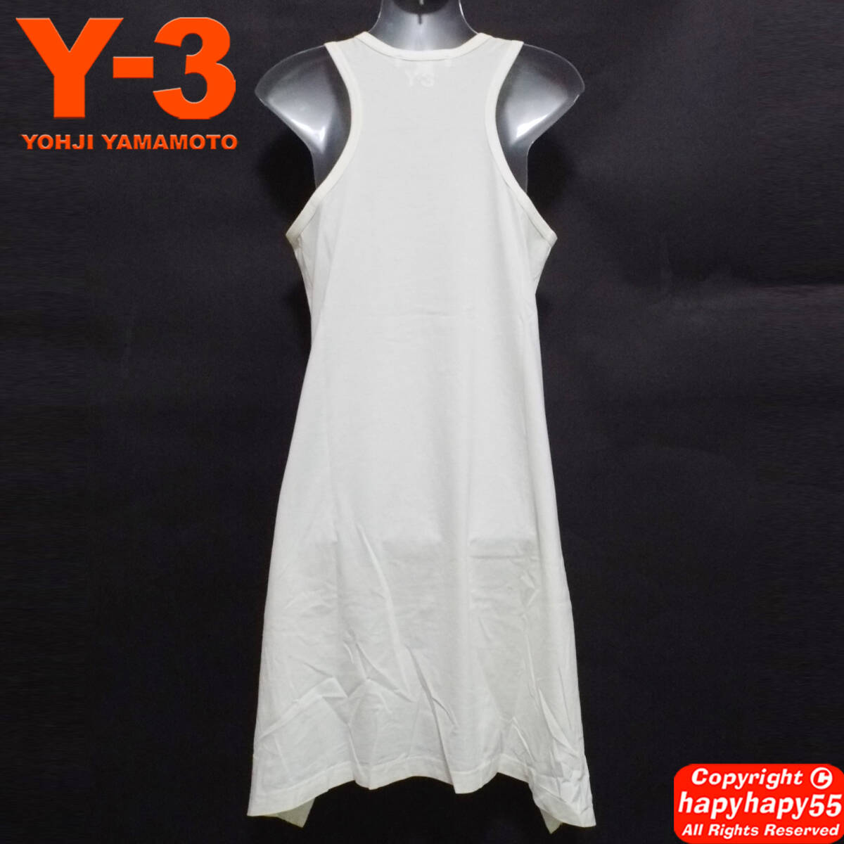 #Y-3 3 stripe signature long tanker * no sleeve deformation cut and sewn cotton One-piece Yohji Yamamoto Adidas collaboration 