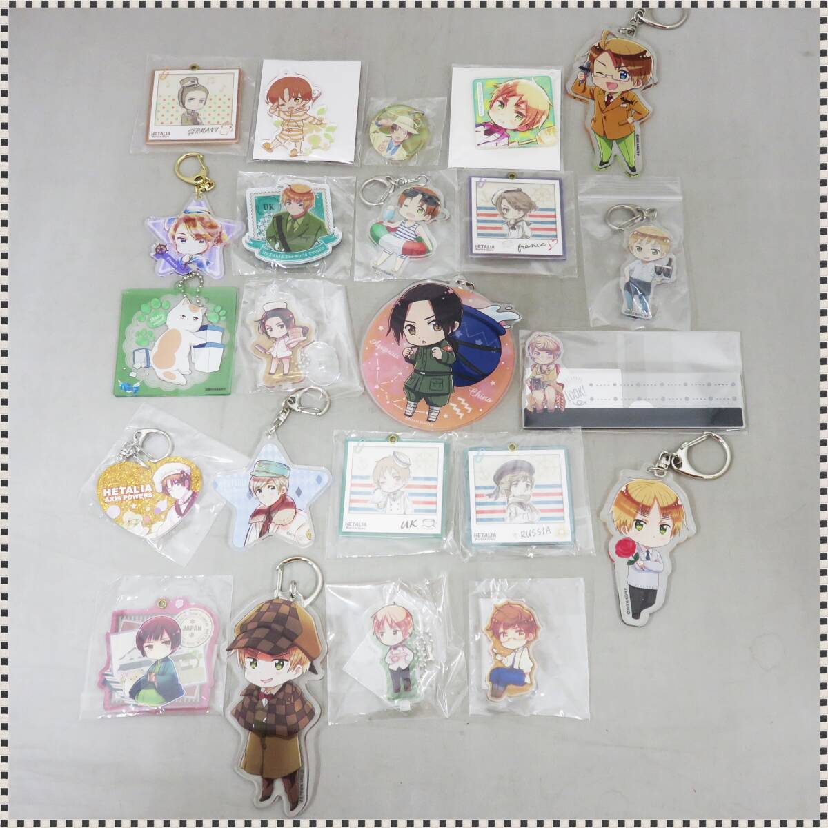 [ large amount summarize set ] Hetalia acrylic fiber stand key holder strap badge Japan France Italy other HA042511