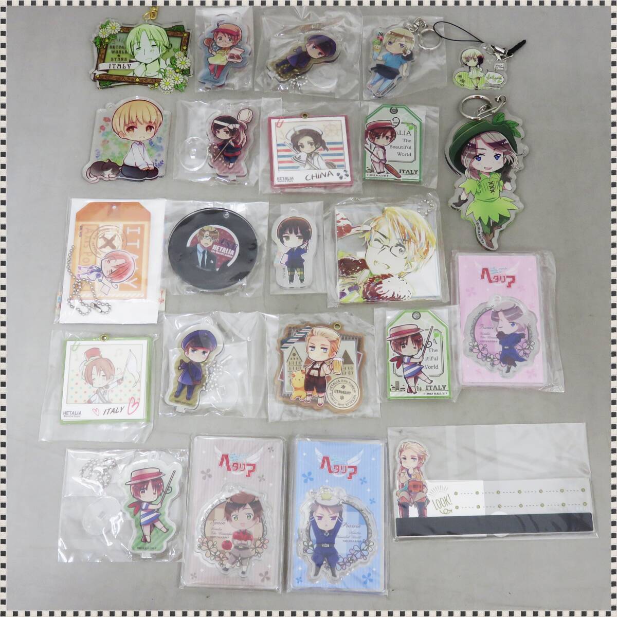 [ large amount summarize set ] Hetalia acrylic fiber stand key holder strap badge Japan France Italy other HA042511