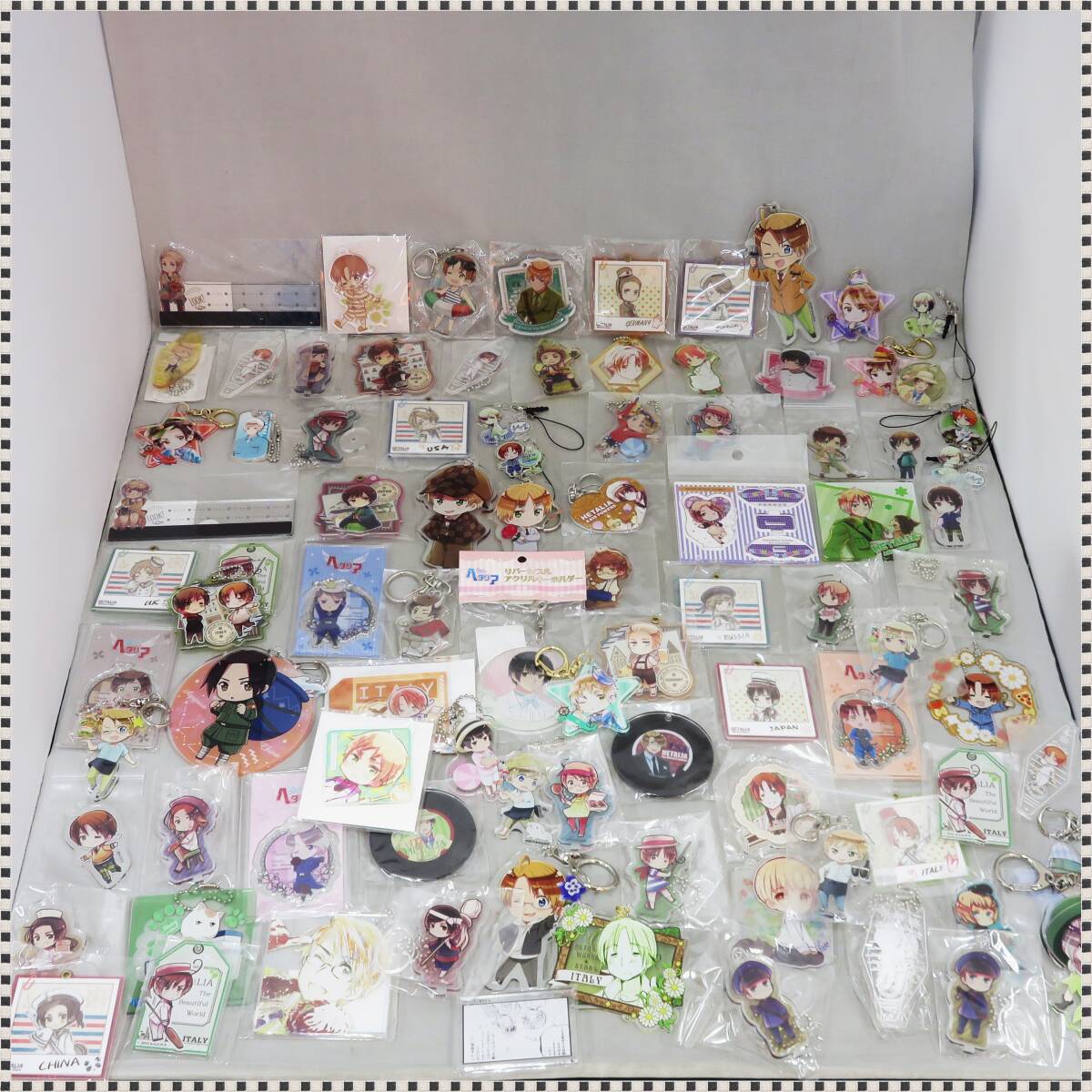 [ large amount summarize set ] Hetalia acrylic fiber stand key holder strap badge Japan France Italy other HA042511