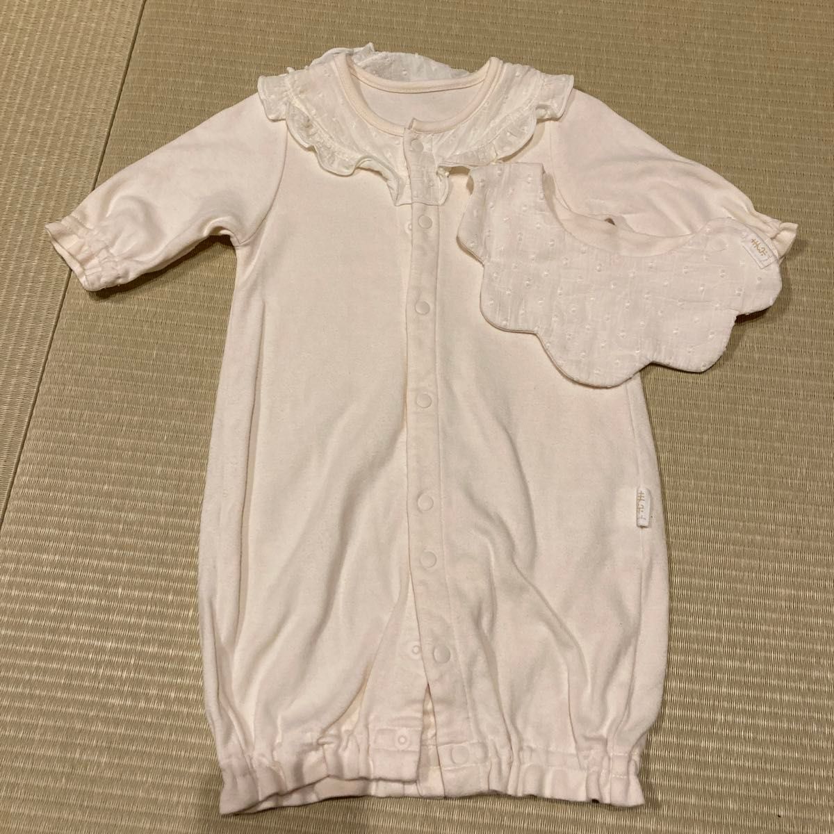 チャックルベビー　日本製　ベビードレスとスタイのセット　 ツーウェイオール 新生児