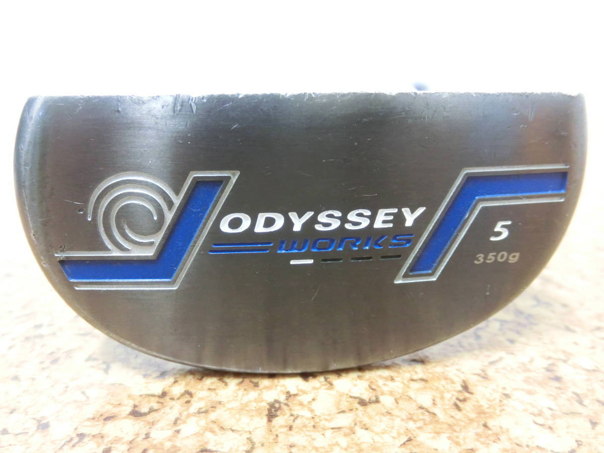 欠損有 激安出品♪ODYSSEY オデッセイ WORKS #5 350g ワークス パター 34インチ 純正スチールシャフト 中古品♪T1464の画像2