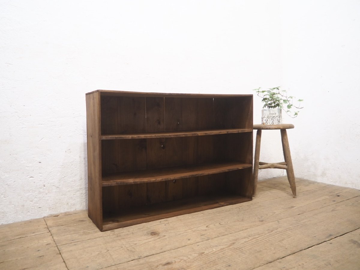 taP0955*⑤H61cm×W88cm* element .. Japanese cedar material. old wooden storage shelves * display shelf exhibition shelves bookcase book rack case natural life old furniture retro Vintage K garden 