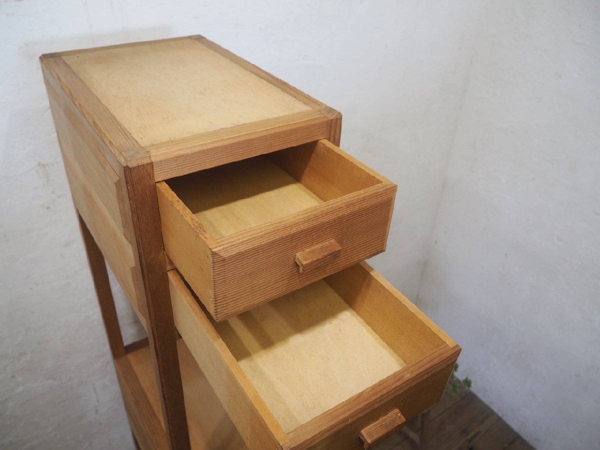 taQ0155*H161cm* rare design * length length size. old wooden display rack * display shelf storage shelves drawer chest case M pine 