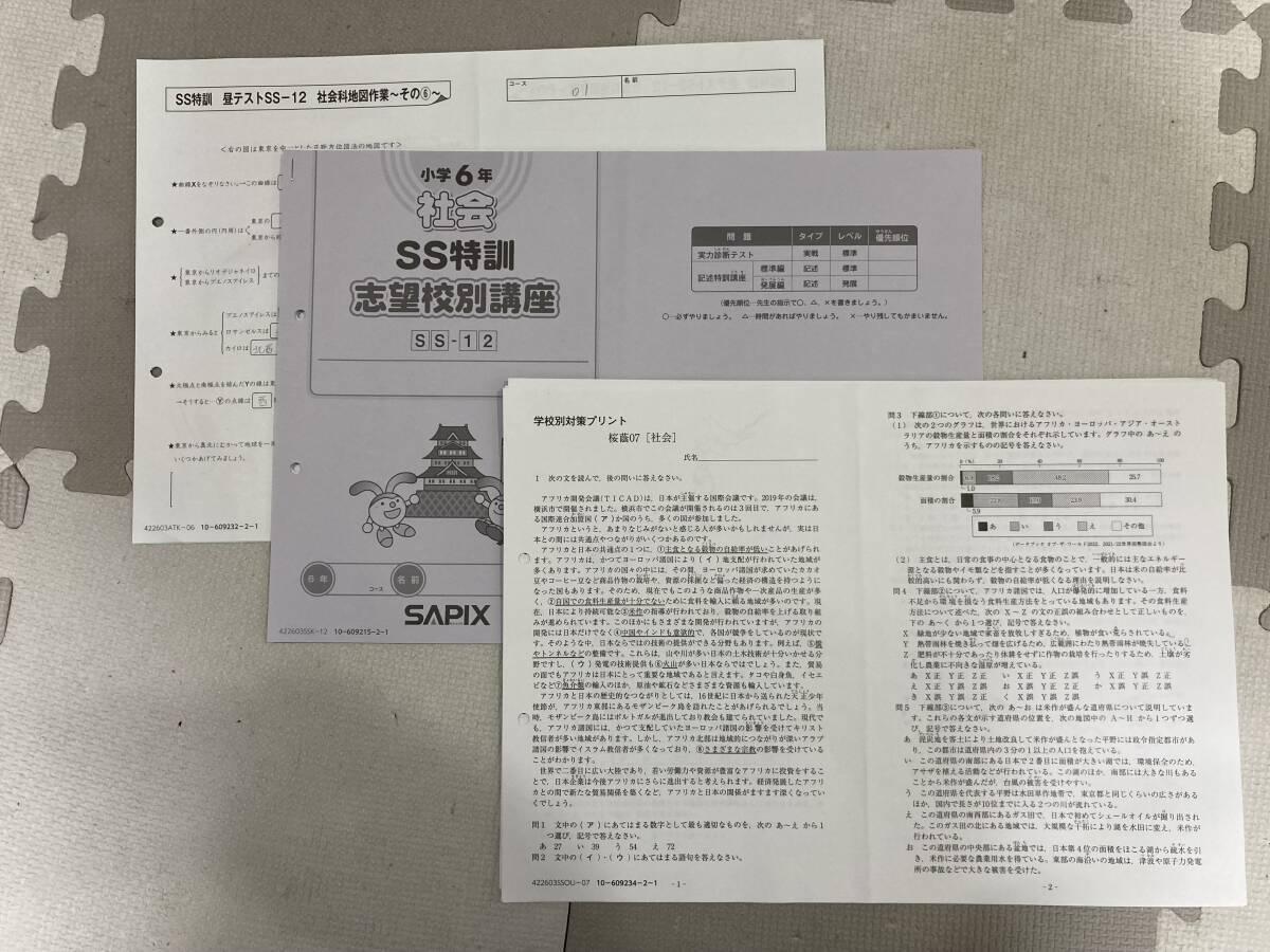 サピックス SS特訓 桜蔭 社会 志望校別 小6年 SAPIX 2023年卒業 サピックス SS特訓 桜蔭 社会 志望校別 小6年 SAPIX 2023年卒業