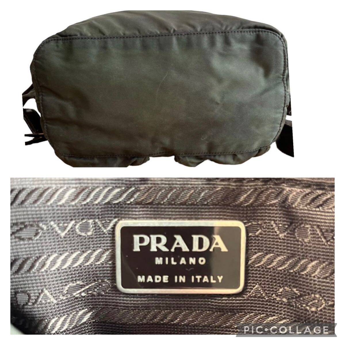 PRADA プラダ バックパック リュックサック ナイロン 巾着型 カーキ_画像6