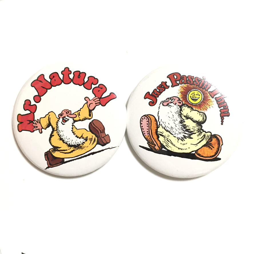 デカ缶バッジ 58mm Robert Crumb ロバートクラム Mr Natural ヒッピー_画像1