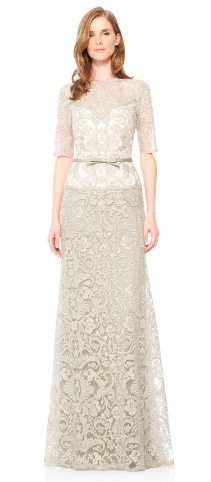 TADASHI SHOJI　タダシショージ　BEIGE & IVORY　ロングフォーマルドレス　「４ 」/ ９号程度_画像1