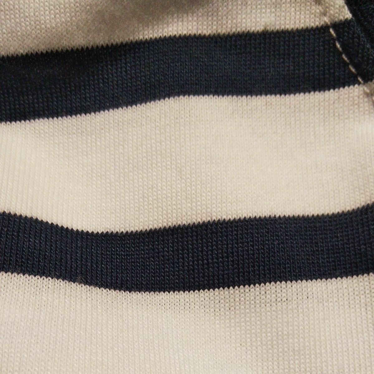 未使用　キッズ　ジュニア　ボーダー Tシャツ　半袖　サイズ 130　白 × 紺　オーガニックコットン 入り　タグ付き　イオン