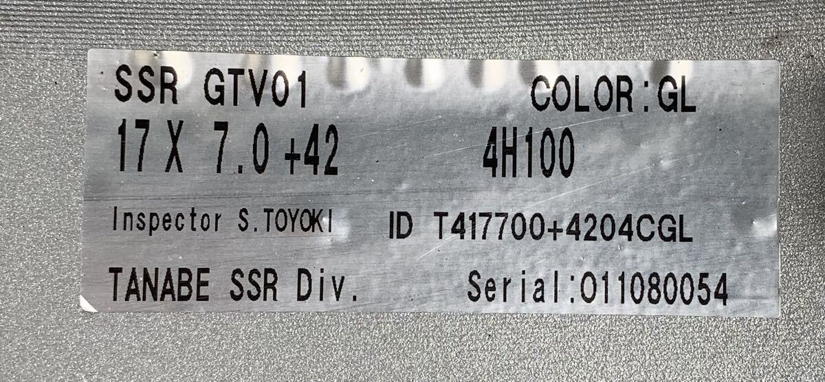 TANABE SSR GTV01 17インチ ホイール7.0J 100 +42 2本_画像2