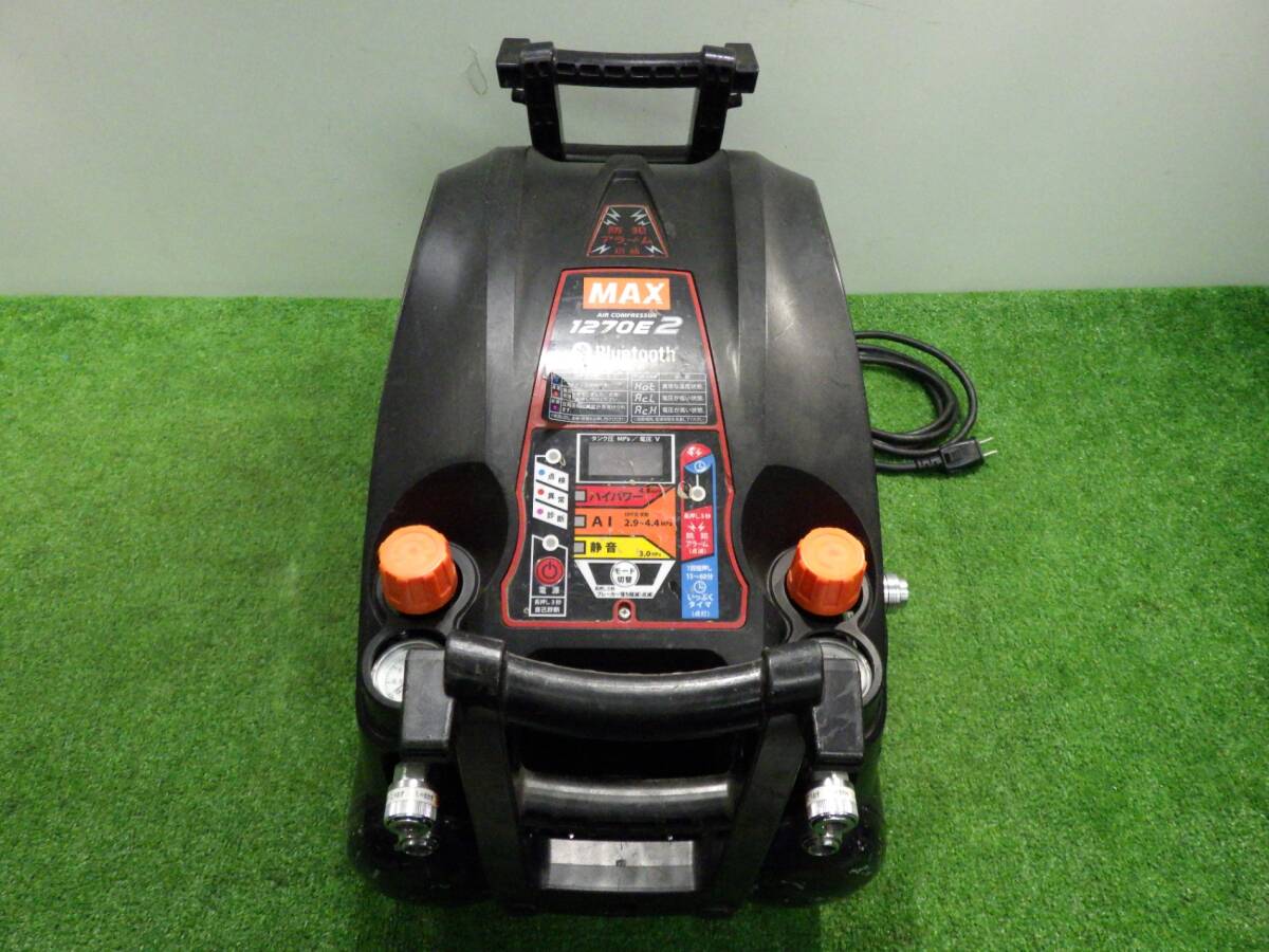 動作確認済 MAX マックス エアコンプレッサー AK-HH1270E2 ブラック 高圧 満タンまで約5分 エア工具 中古品 240409