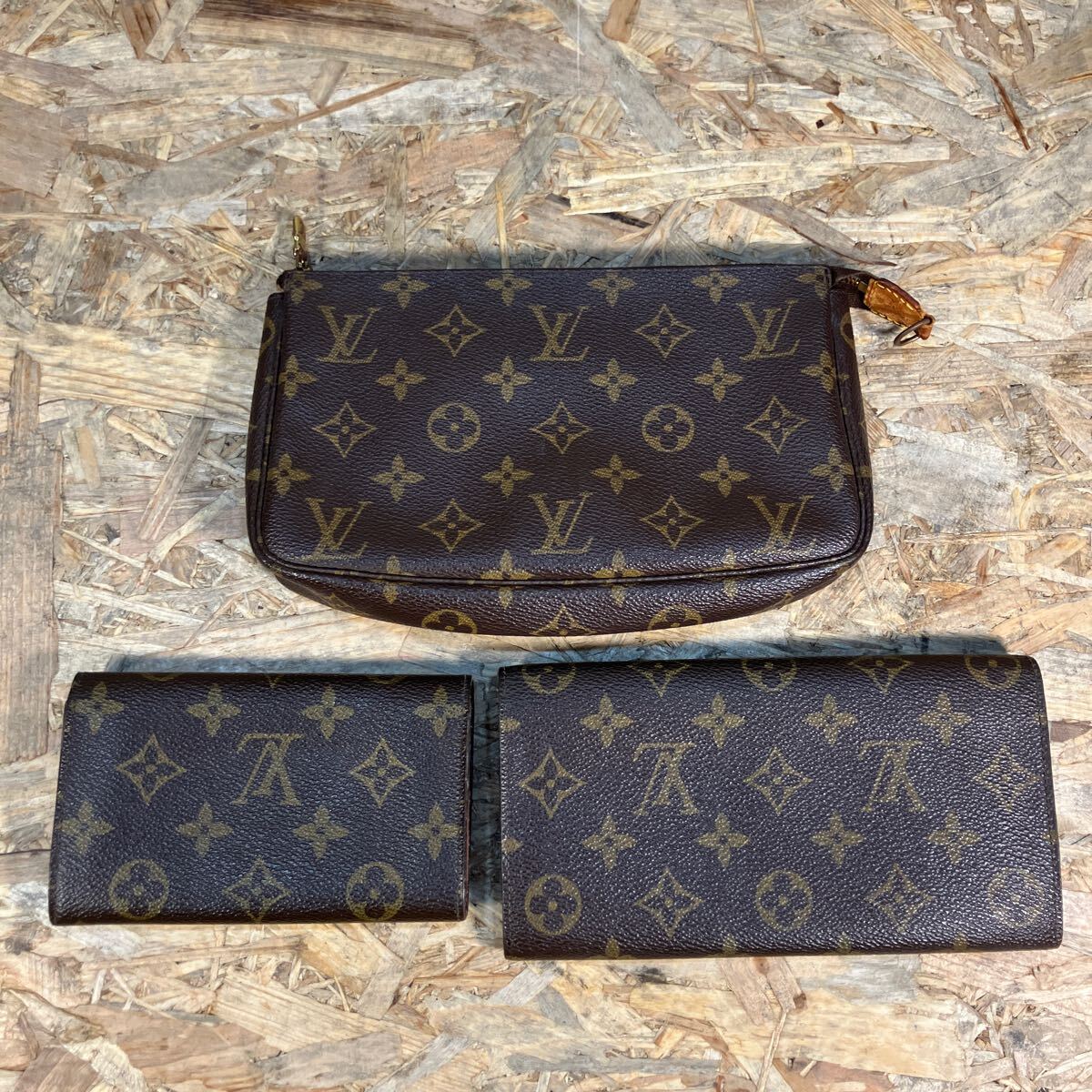 1円〜/LOUIS VUITTON/ルイヴィトン/モノグラム/ポシェット/ウォレット/長財布/ポーチ/3点まとめ売り/中古の画像2