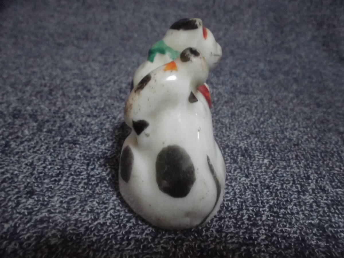 明治～大正期 磁器製 色絵磁器人形 招き猫 親子猫 3匹 水滴 完品 5.3cm 検）書道具・硯・墨汁の画像5