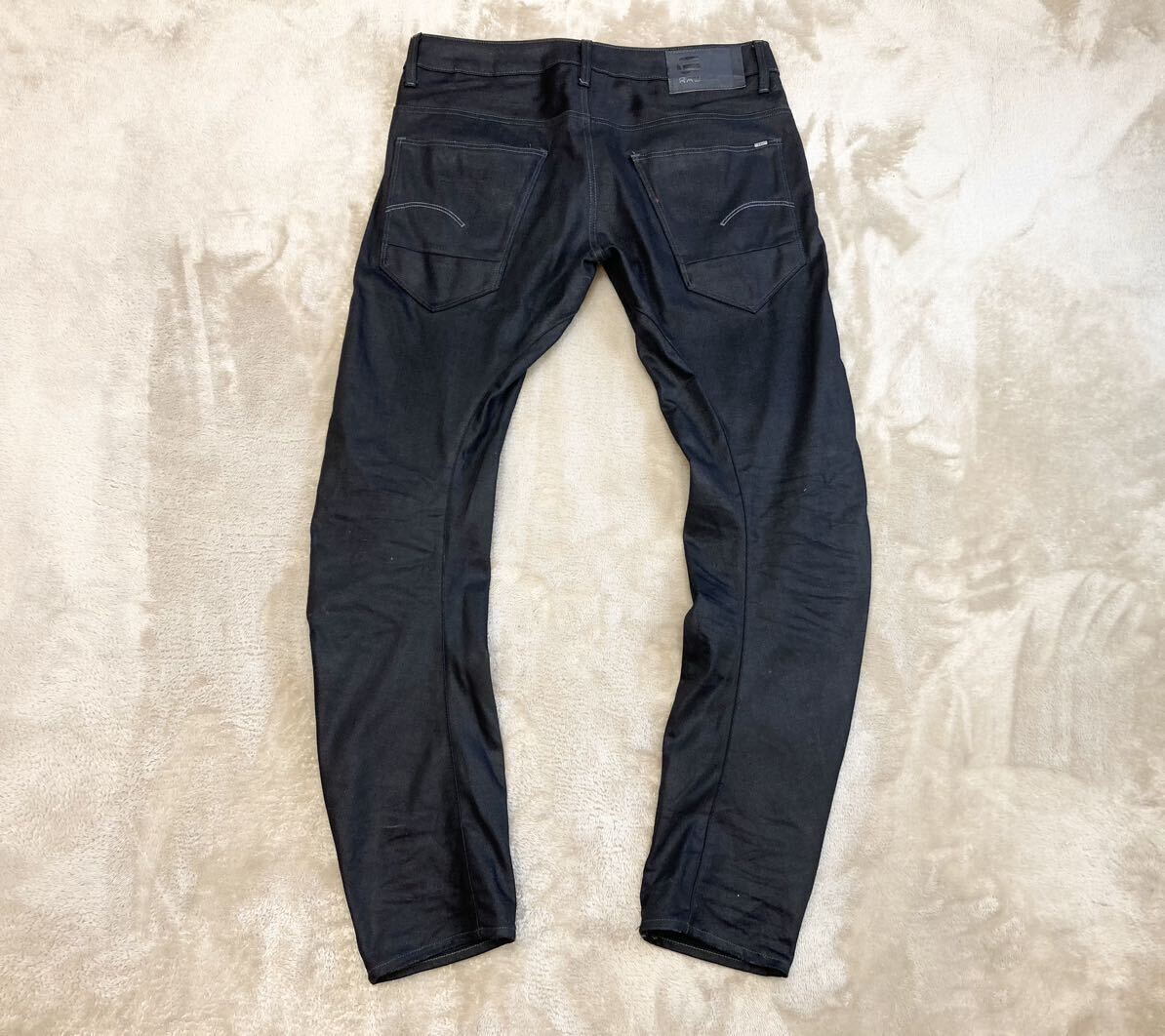 新品同様！￥22,000【G-STAR RAW】ジースターロウ「ARC 3D SLIM」立体裁断 ストレッチデニム ブラックジーンズ 黒 W34の画像2