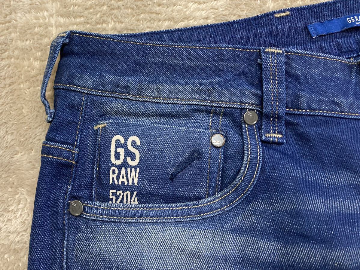 極美品！【G-STAR RAW】ジースターロウ「ATTACC LOW STRAIGHT」ヴィンテージ加工デニム ジーンズ 濃紺 W30 ストレッチデニム_画像8