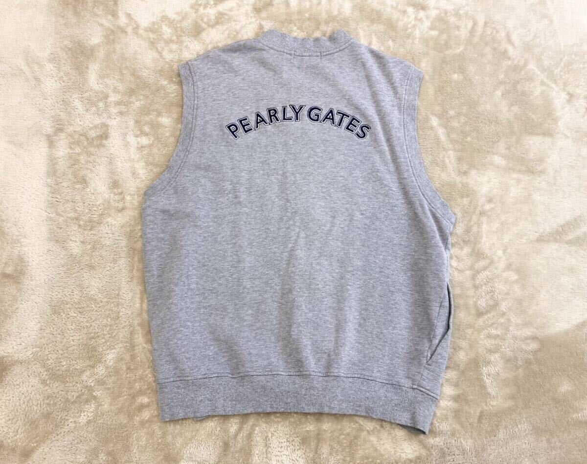 着心地抜群！美品 パーリーゲイツ【PEARLY GATES】豪華刺繍入り ジップアップ スウェットベスト グレー/L程度の画像2