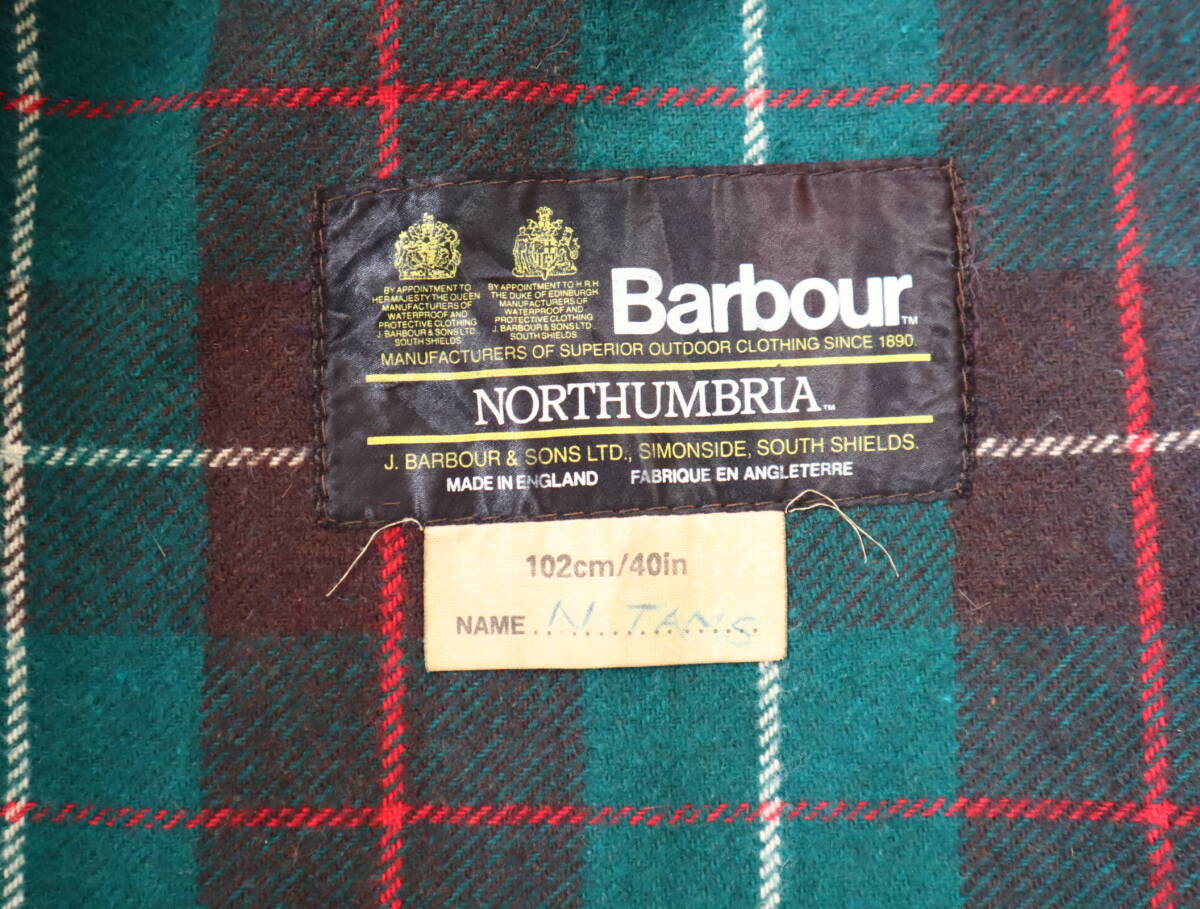 86年 2ワラント ビンテージ バブアー Barbour オリーブ ノーザンブリア northhumbria ヘビーウエイト オイルドジャケット A400_画像6