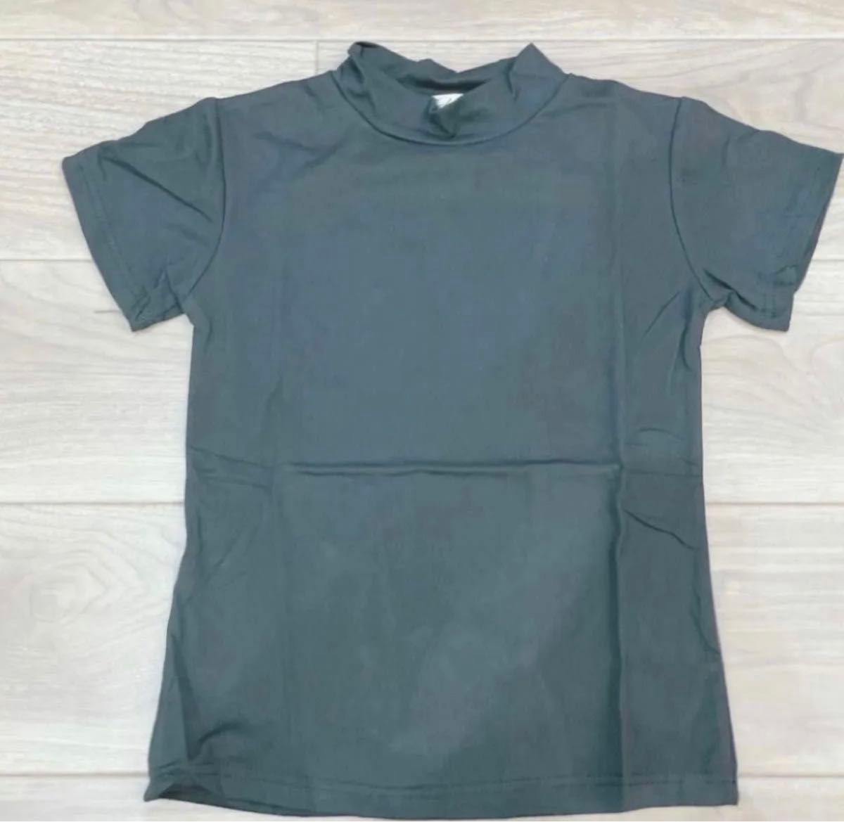 【再入荷】2XL  ブラック  Tシャツ 半袖 スタンドカラー モックネック カットソー 可愛い シンプル 日除け 無地 人気 
