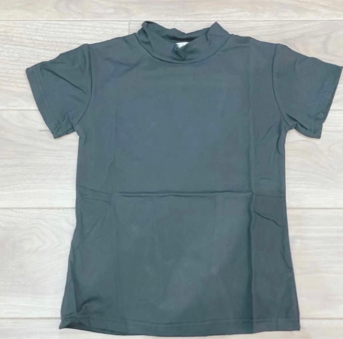 【残り2点】XL  ブラック  Tシャツ 半袖 スタンドカラー モックネック カットソー 可愛い シンプル 日除け 無地 人気 
