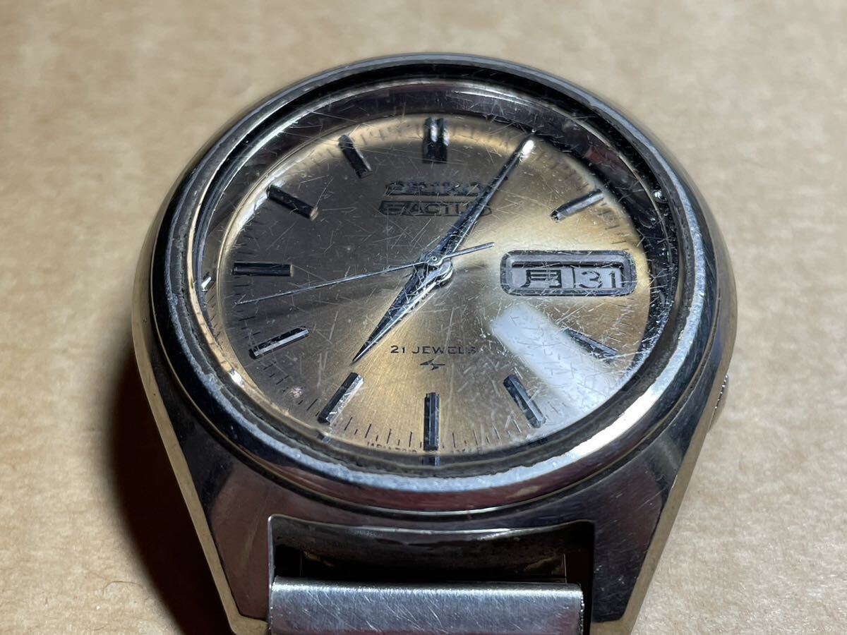 SEIKO セイコー 5アクタス 自動巻 メンズ腕時計 21石 文字盤 シルバー 7019-7060 中古品 ジャンク品 動作未確認 現状品_画像5